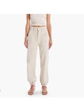 MOTHER DENIM “Wrapper Patch” Springy Ankle High rise jeans in Ivory, sz 26
